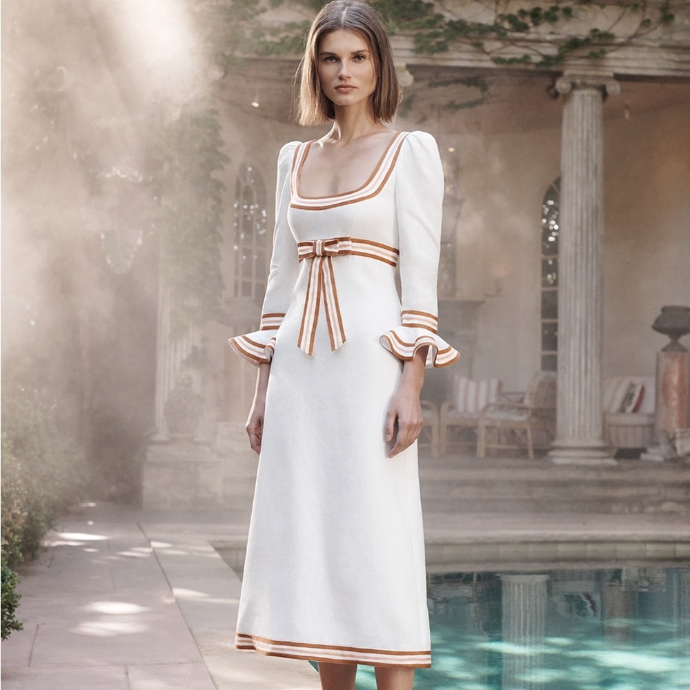 🌙 ZIMMERMAN SUPER 8 LINEN RIBBON MIDI DRESS 🌙